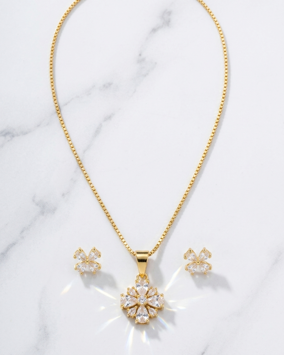 Blooming Grace Necklace
Golden Blossom pendant set 1||1 quality
