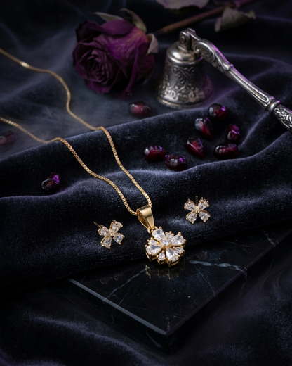 Blooming Grace Necklace
Golden Blossom  pendant set 1||1 quality